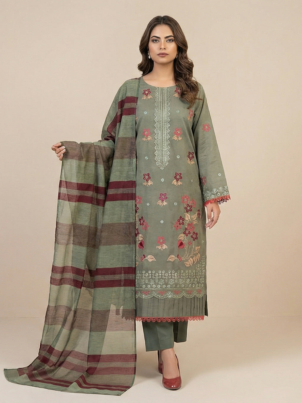 3 Piece - Embroidered Lawn Suit