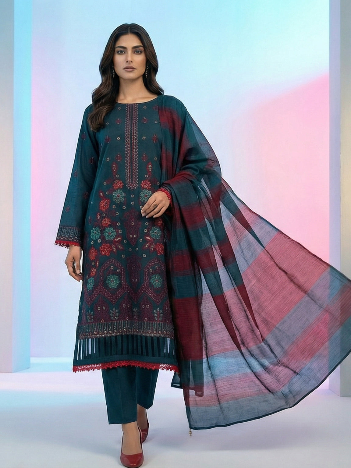 3 Piece - Embroidered Lawn Suit