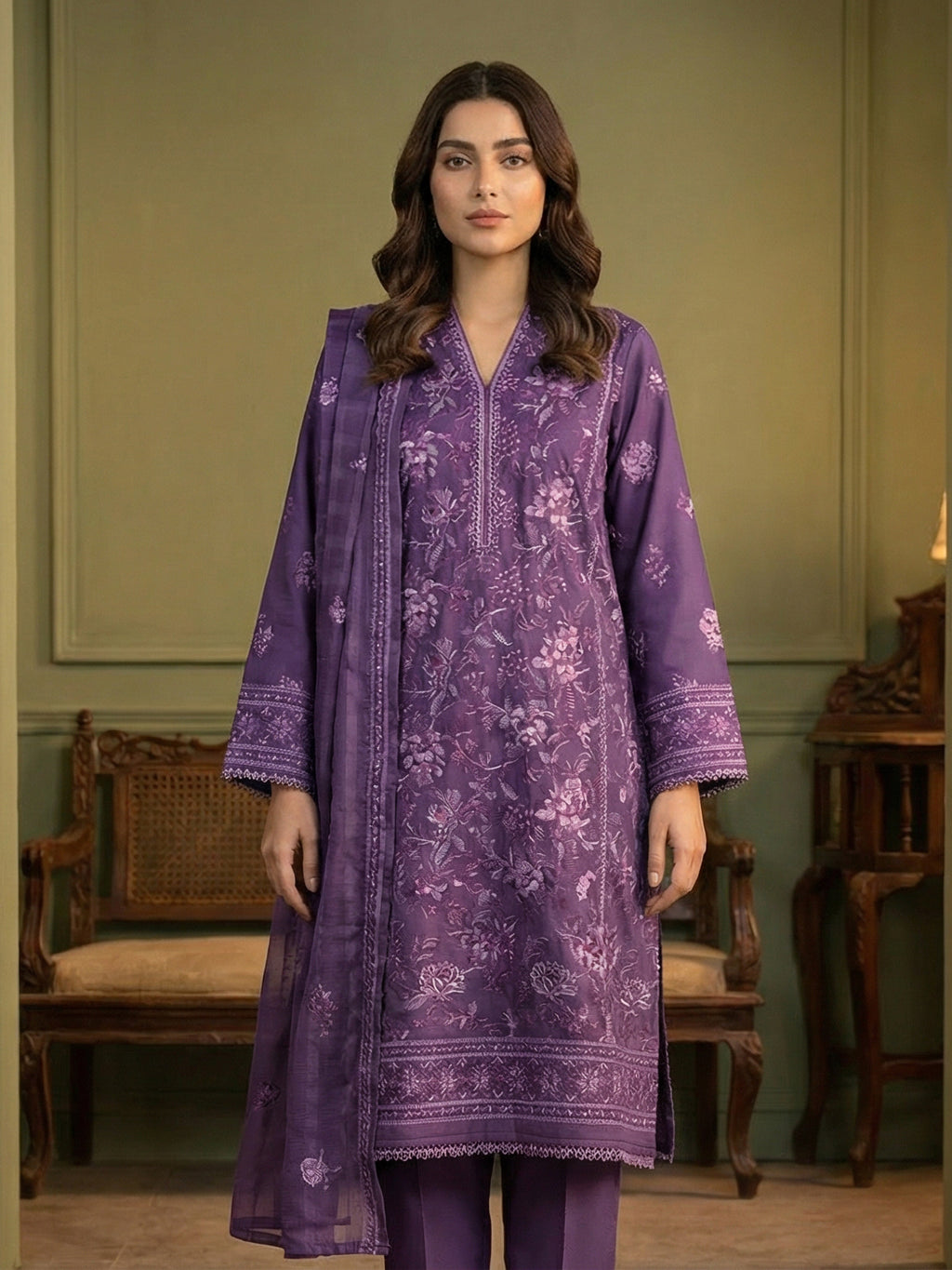3 Piece - Embroidered Lawn Suit