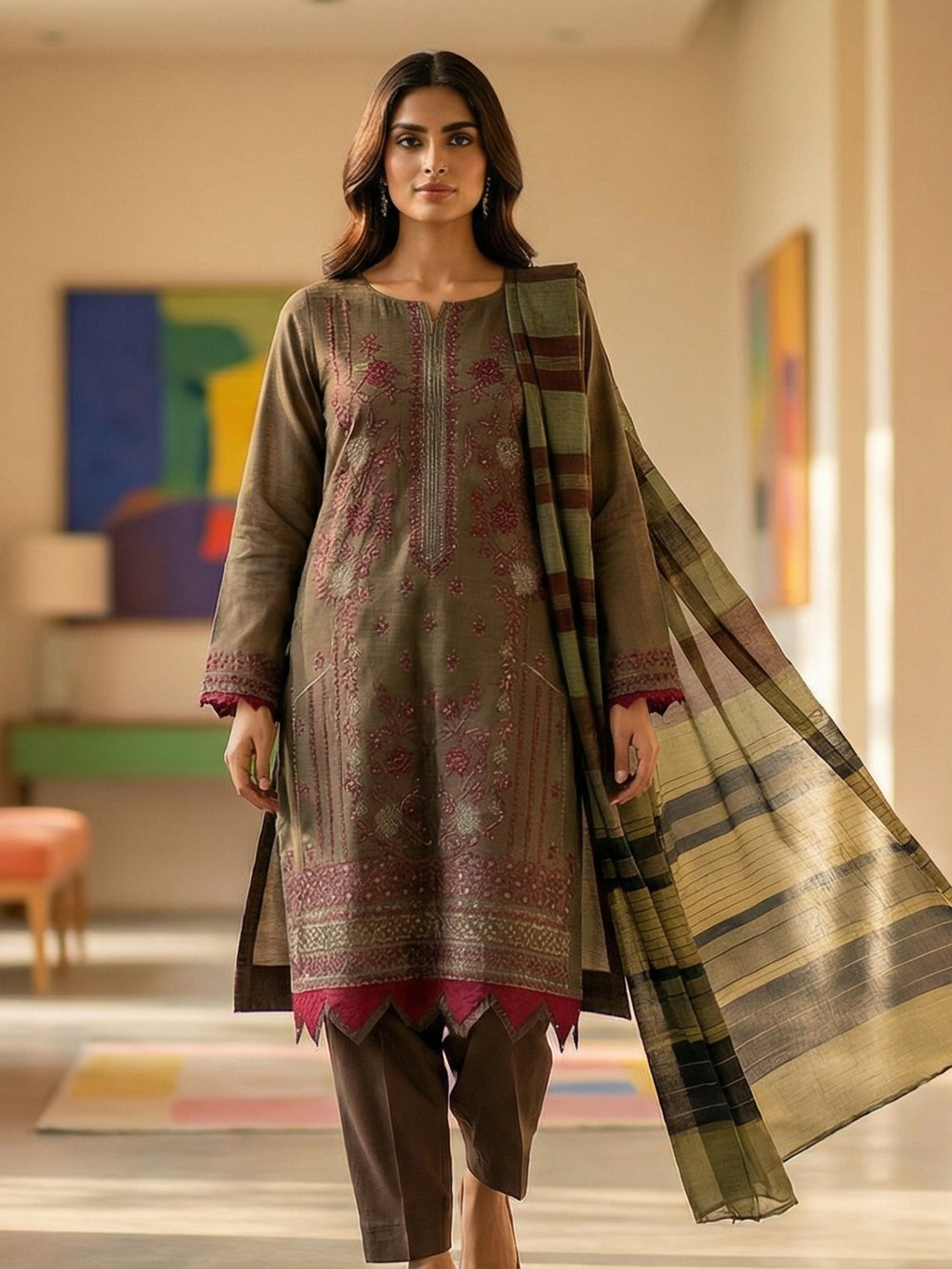 3 Piece - Embroidered Lawn Suit