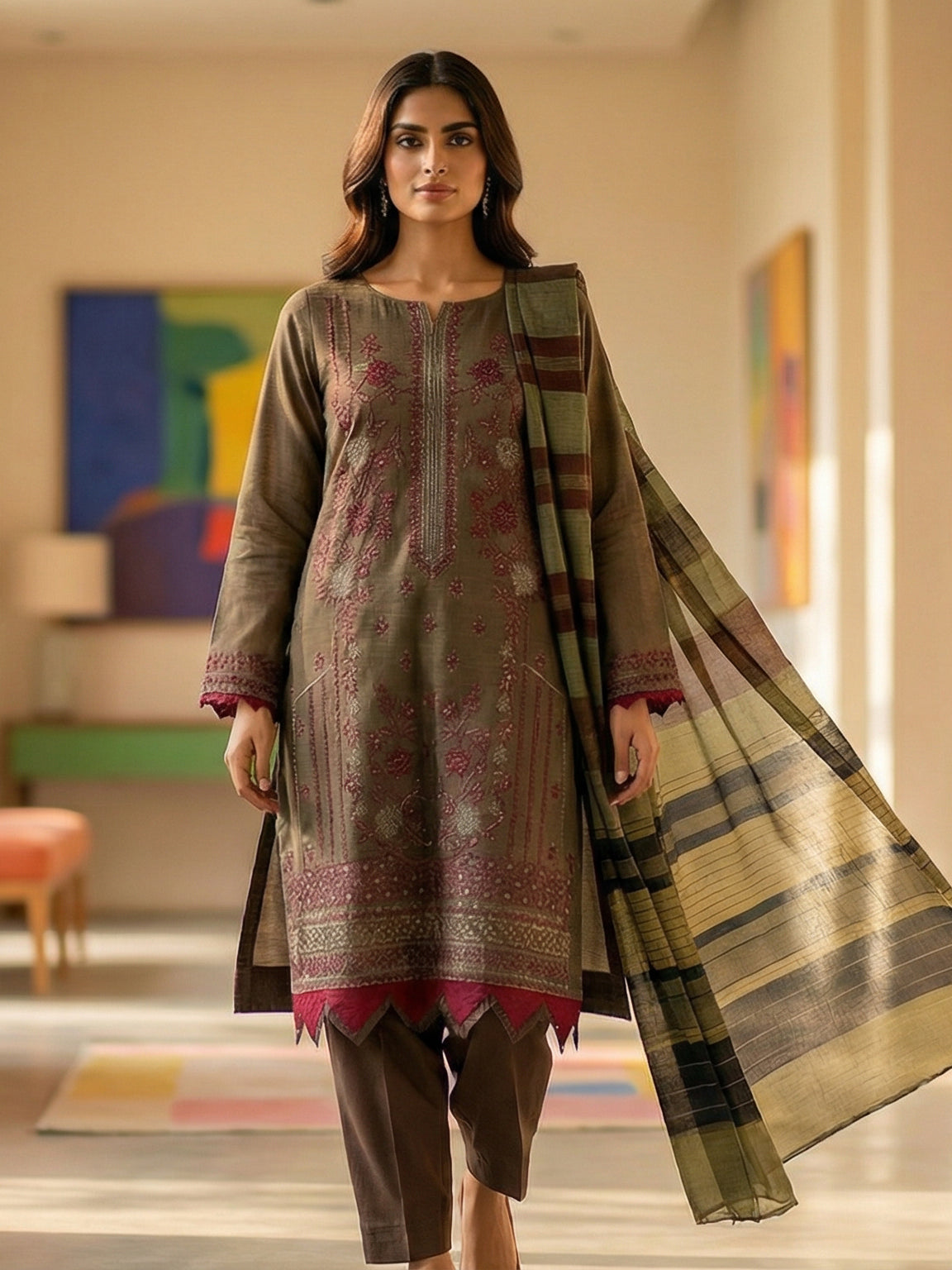 3 Piece - Embroidered Lawn Suit