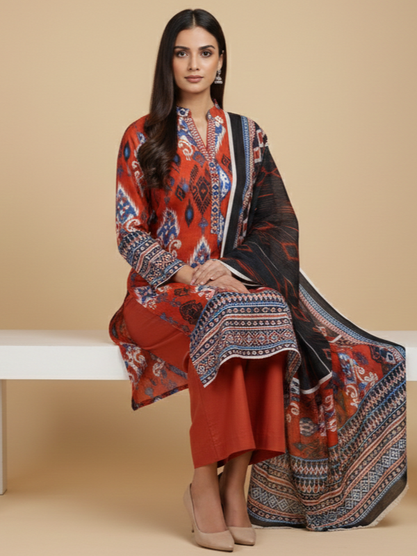 3 Piece - Printed Lawn Suit